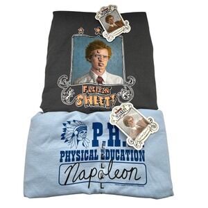 Lot Of 2 Napoleon Dynamite T Shirts Mens‎ Large NWT Blue Gray